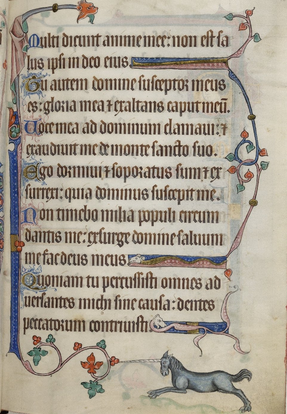 Unicorn manuscript Luttrell Psalter British Library